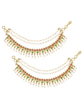 Gold Plated Pearl Kundan Ear Chain for Women