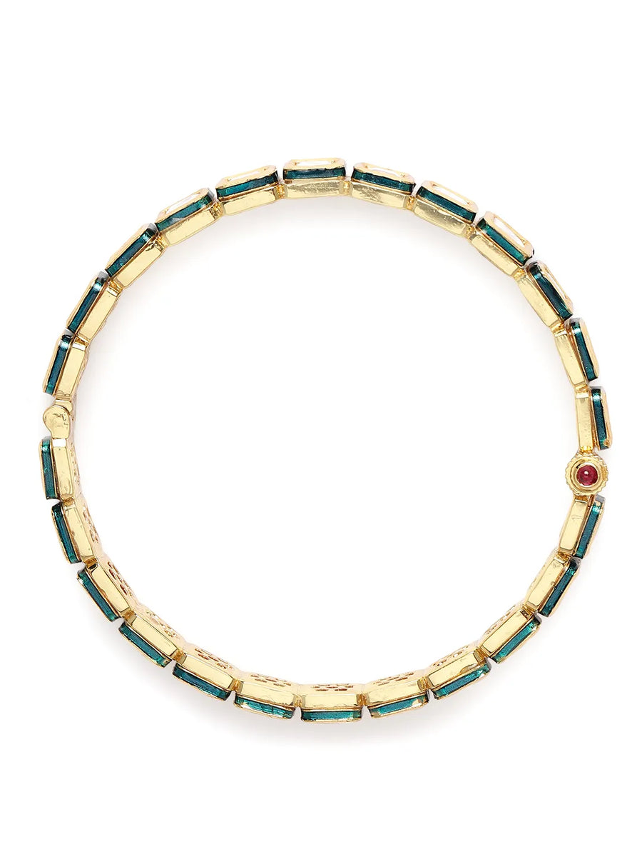 Elegant Kundan-Studded Gold Bangle Set