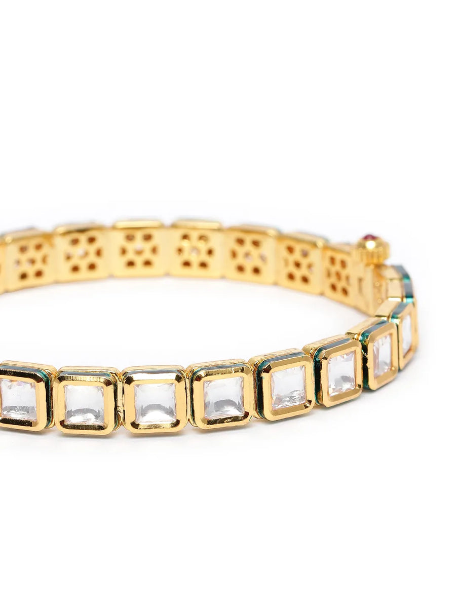 Elegant Kundan-Studded Gold Bangle Set