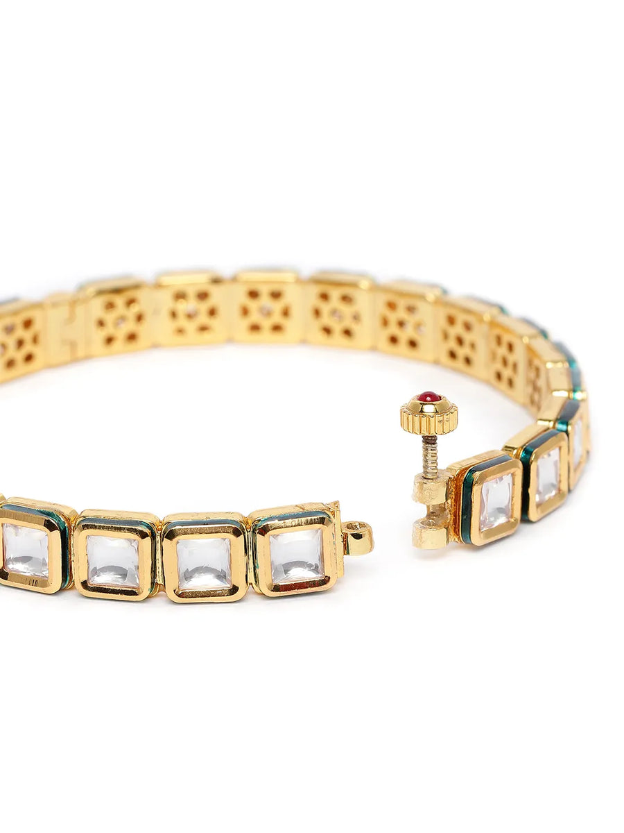 Elegant Kundan-Studded Gold Bangle Set