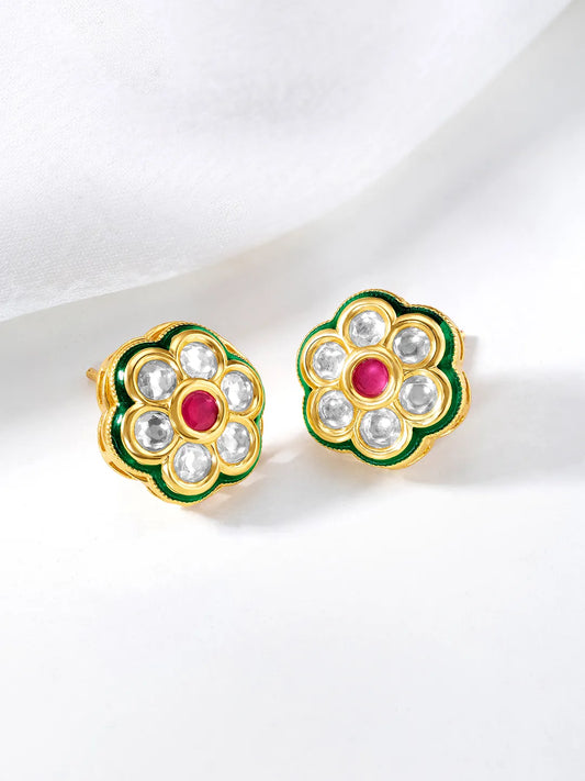 Glam Crystal Stud Floral Earrings