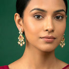 Peora Pink Festive Kundan Drop Earrings