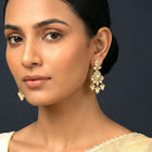 Peora White Festive Kundan Drop Earrings