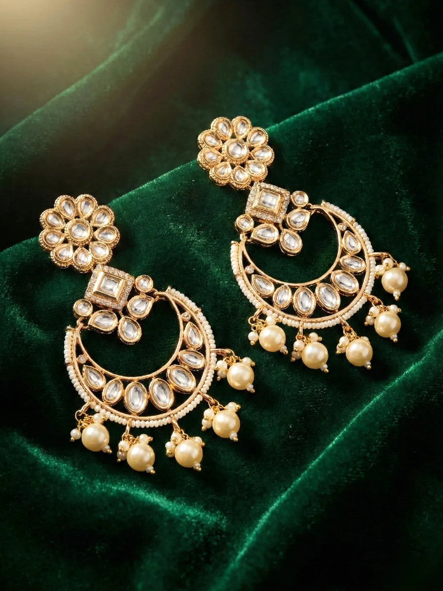 Peora Handcrafted Kundan Chandbali Earrings
