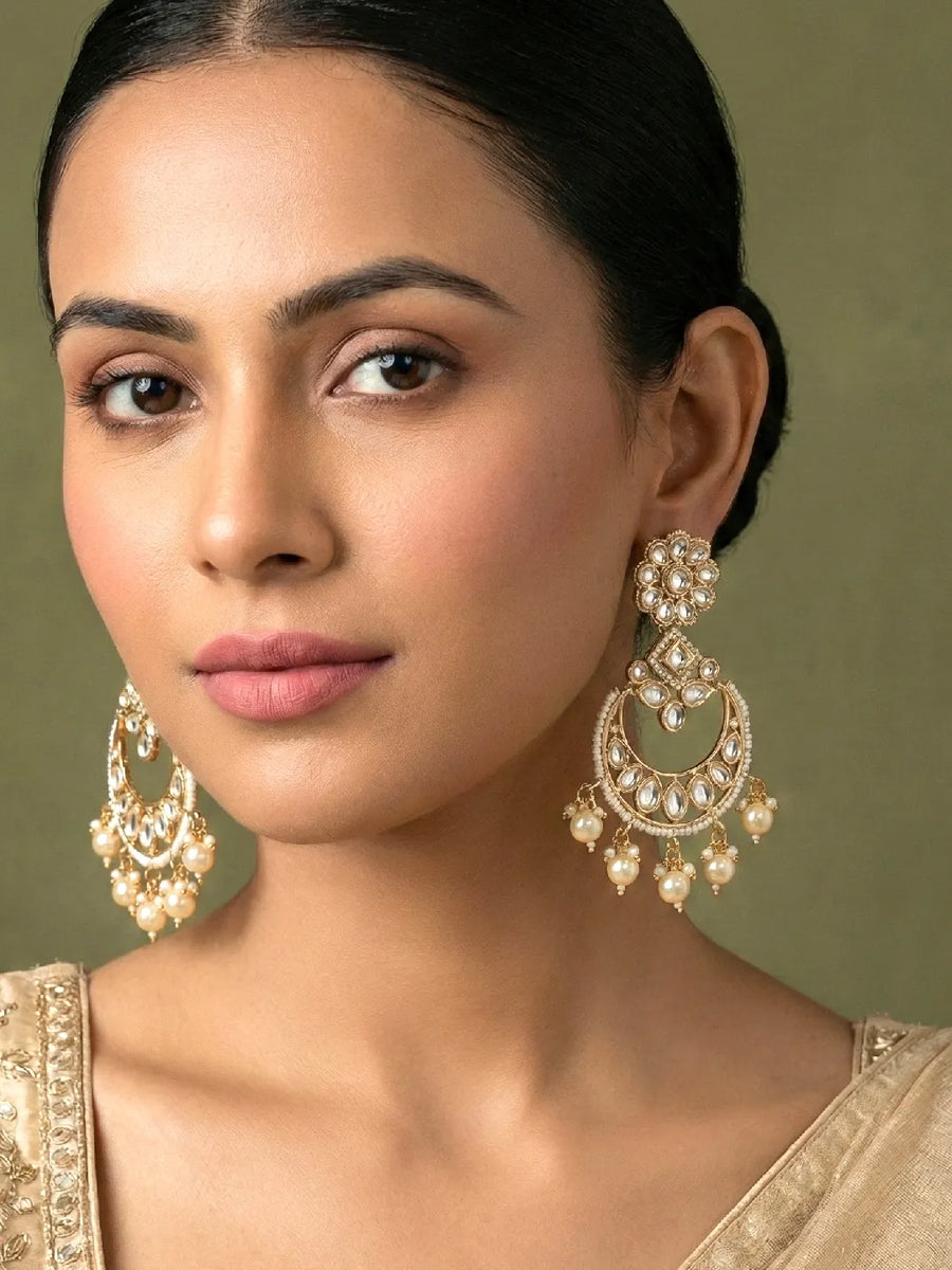 Peora Handcrafted Kundan Chandbali Earrings