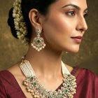 Peora Heritage Kundan Emerald Necklace Set