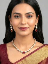 Peora Ruby Teardrop Polki Necklace Set