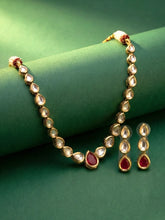 Peora Ruby Teardrop Polki Necklace Set