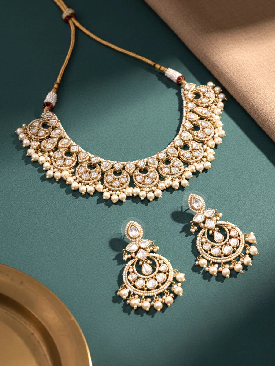 Peora Bridal Kundan Pearl Necklace Set