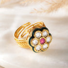 Kundan Stud Ring | Elegant Fashion Jewellery by Peora