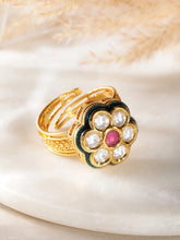 Kundan Stud Ring | Elegant Fashion Jewellery by Peora