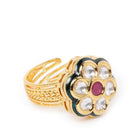 Kundan Stud Ring | Elegant Fashion Jewellery by Peora