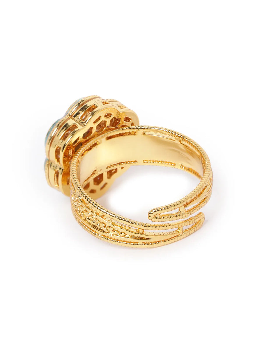 Kundan Stud Ring | Elegant Fashion Jewellery by Peora