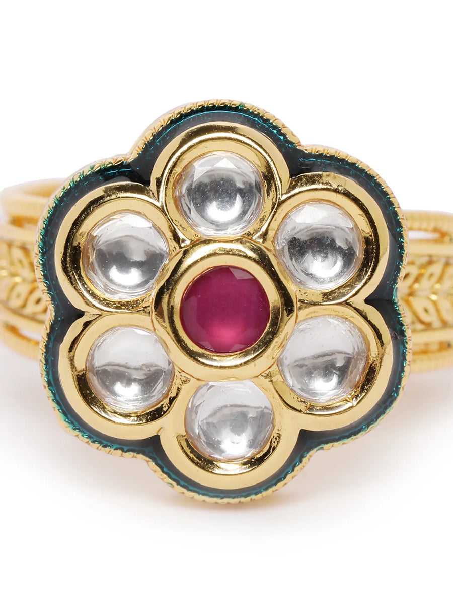 Kundan Stud Ring | Elegant Fashion Jewellery by Peora