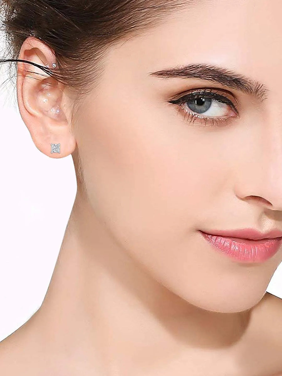 Silver Veil Stud Earrings – Elegant Silver Jewelry by Peora

