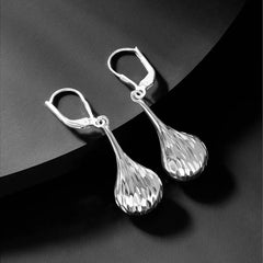 925 Sterling Silver Faceted Teardrop Drop Earrings