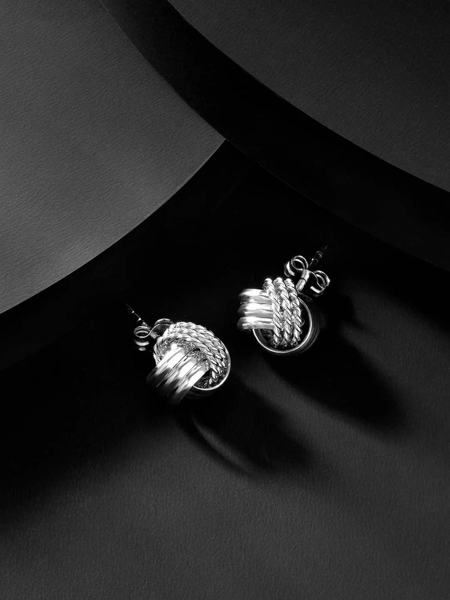 925 Sterling Silver Twisted Knot Stud Earrings