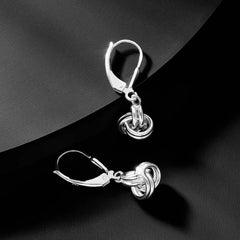 925 Sterling Silver Love Knot Drop Earrings