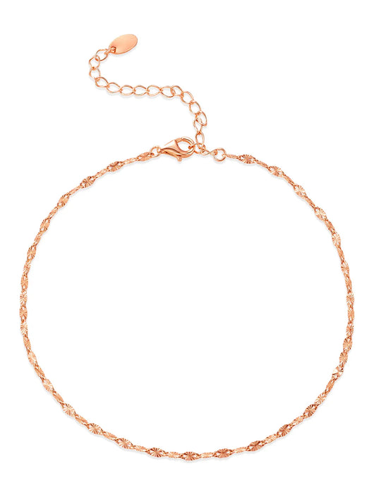 Sparkling Rosy Anklet by Peora | Radiant Elegance for Every Step