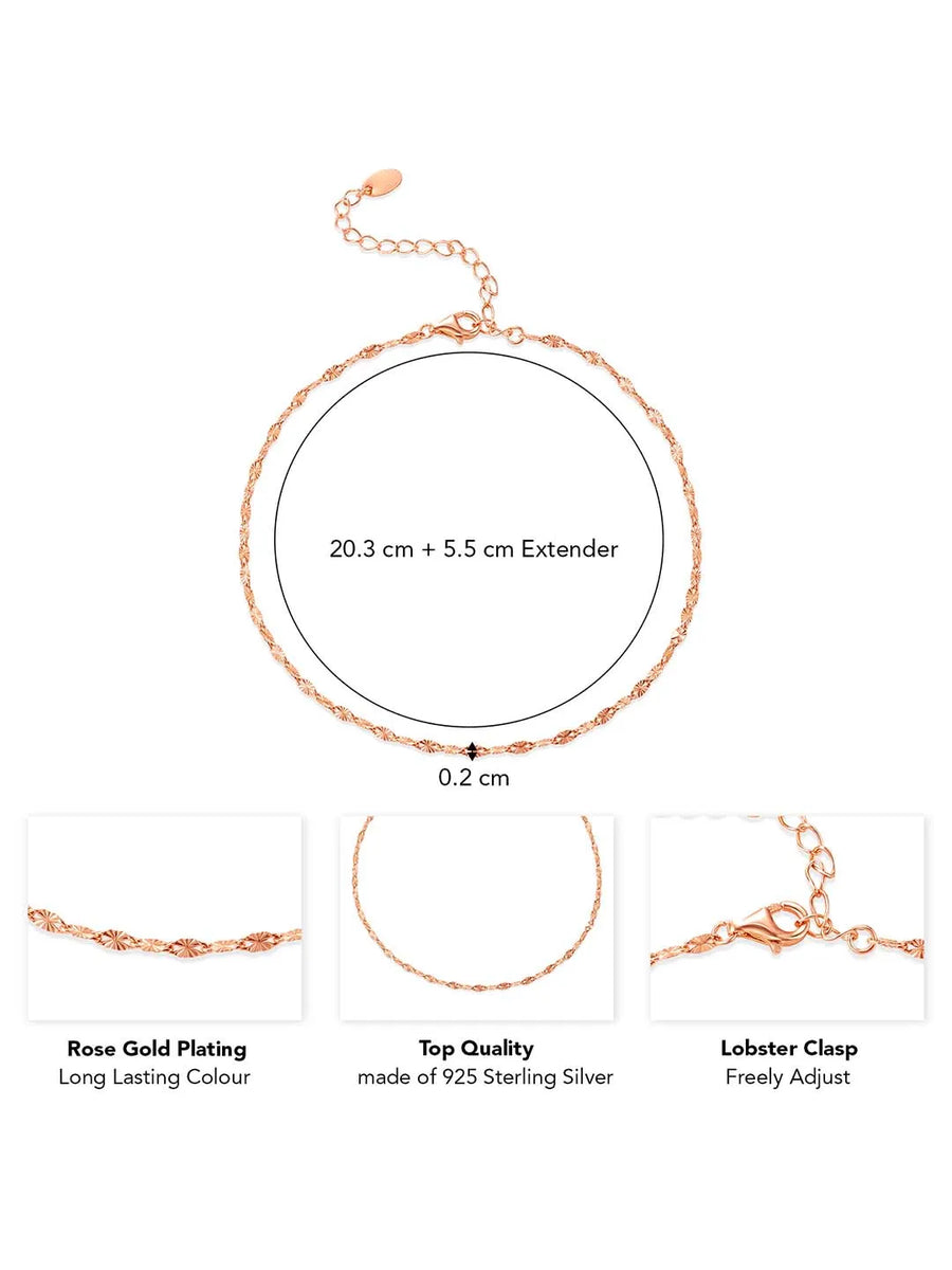 Sparkling Rosy Anklet by Peora | Radiant Elegance for Every Step