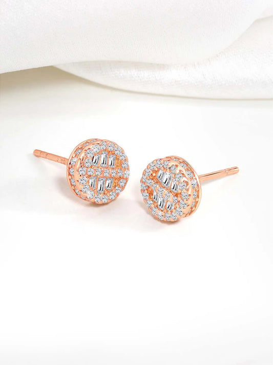 Shimmering Gilded Stud Earrings - Rose Gold