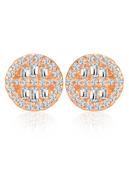 Shimmering Gilded Stud Earrings - Rose Gold