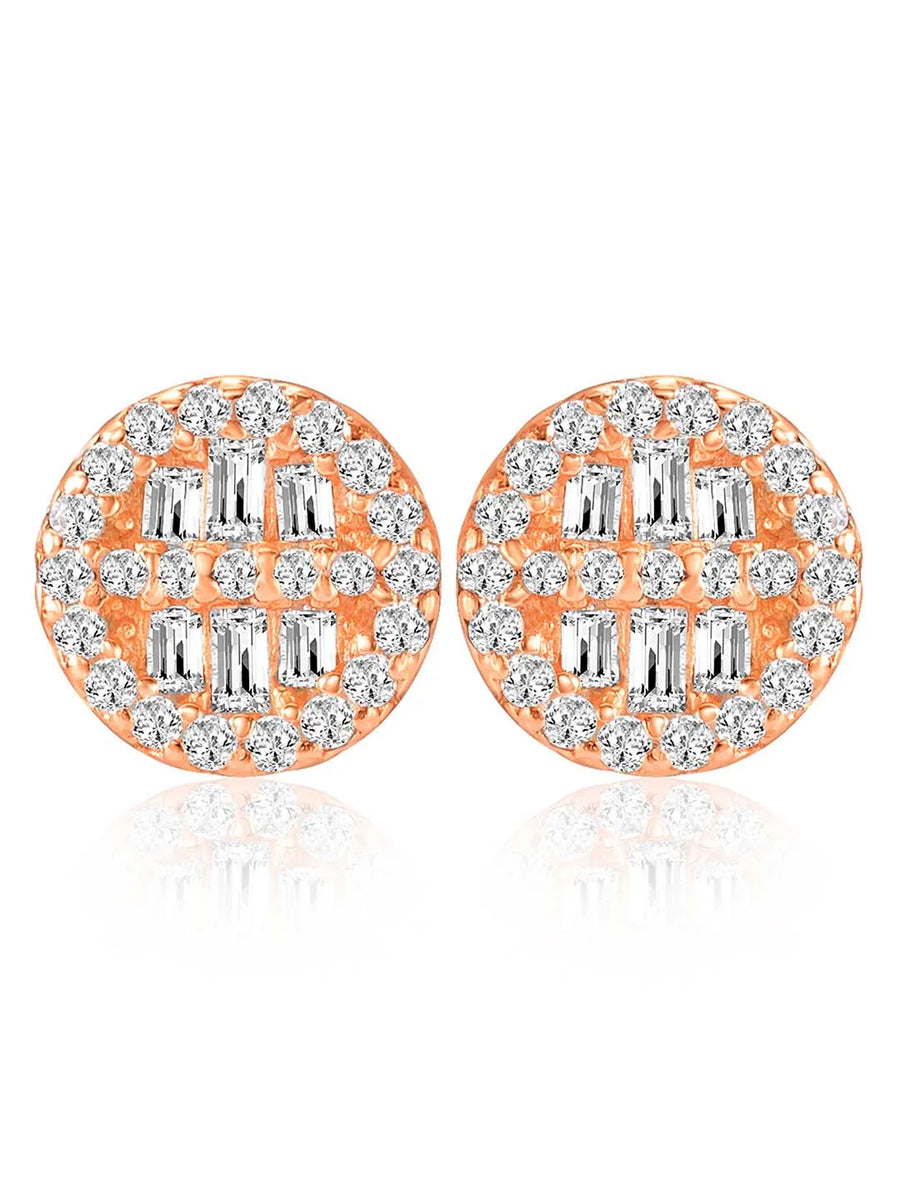 Shimmering Gilded Stud Earrings - Rose Gold