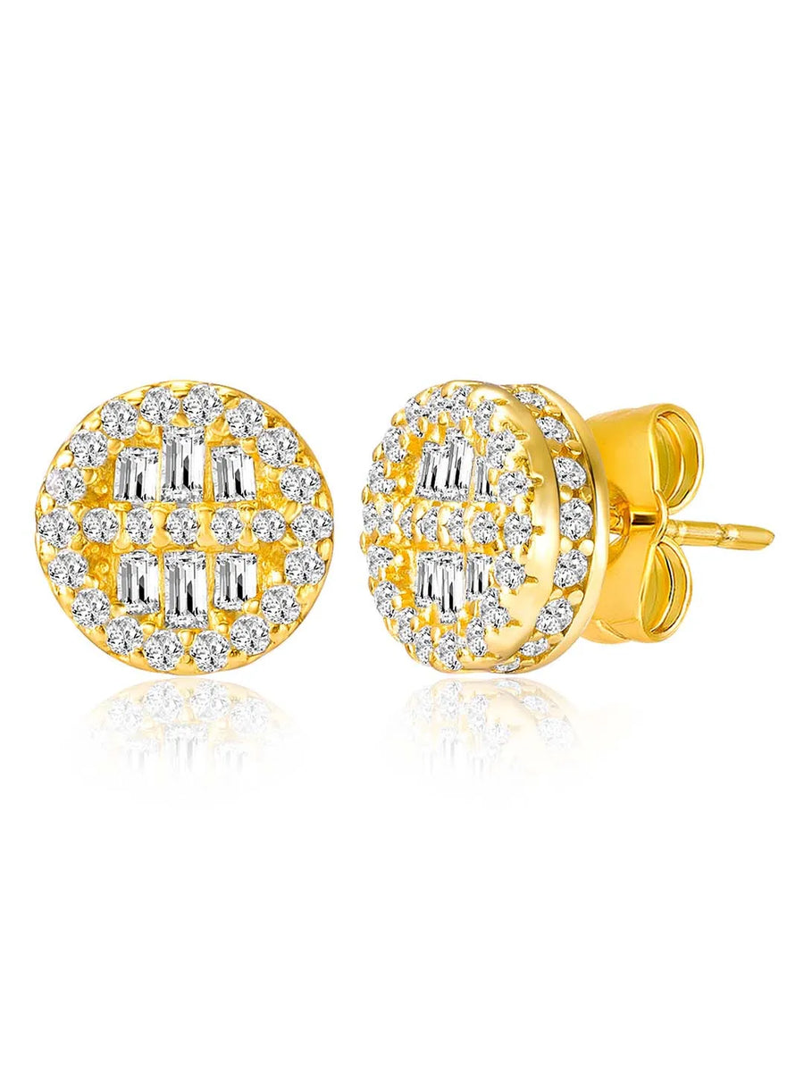 Shimmering Gilded Stud Earrings - Gold