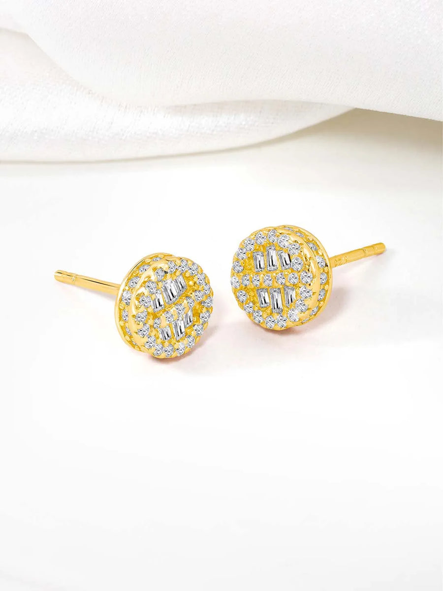Shimmering Gilded Stud Earrings - Gold