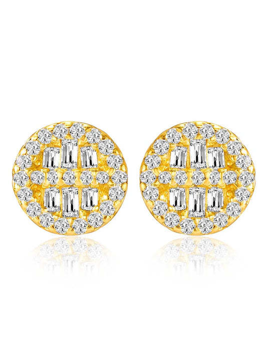 Shimmering Gilded Stud Earrings - Gold