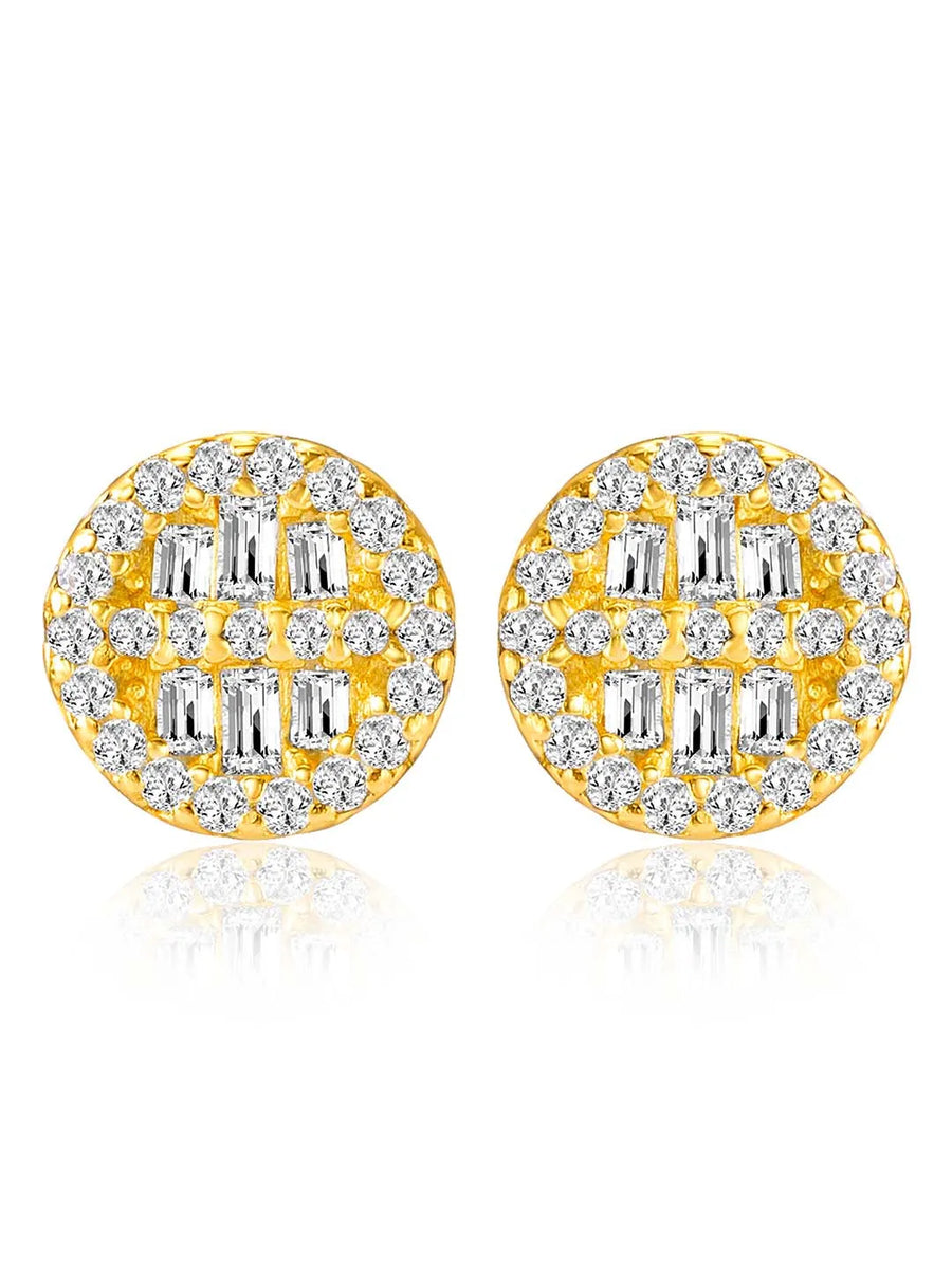 Shimmering Gilded Stud Earrings - Gold