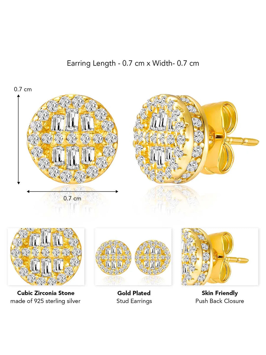 Shimmering Gilded Stud Earrings - Gold