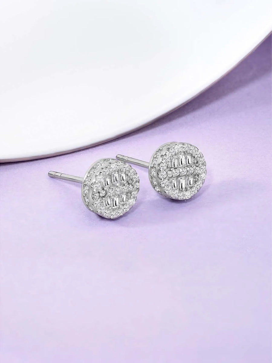Shimmering Gilded Stud Earrings - Silver