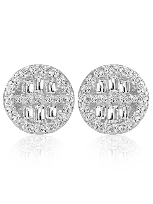 Shimmering Gilded Stud Earrings - Silver