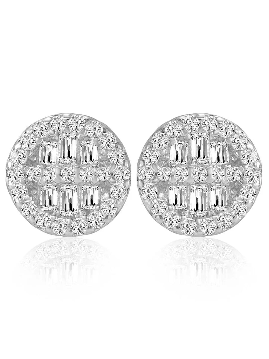 Shimmering Gilded Stud Earrings - Silver