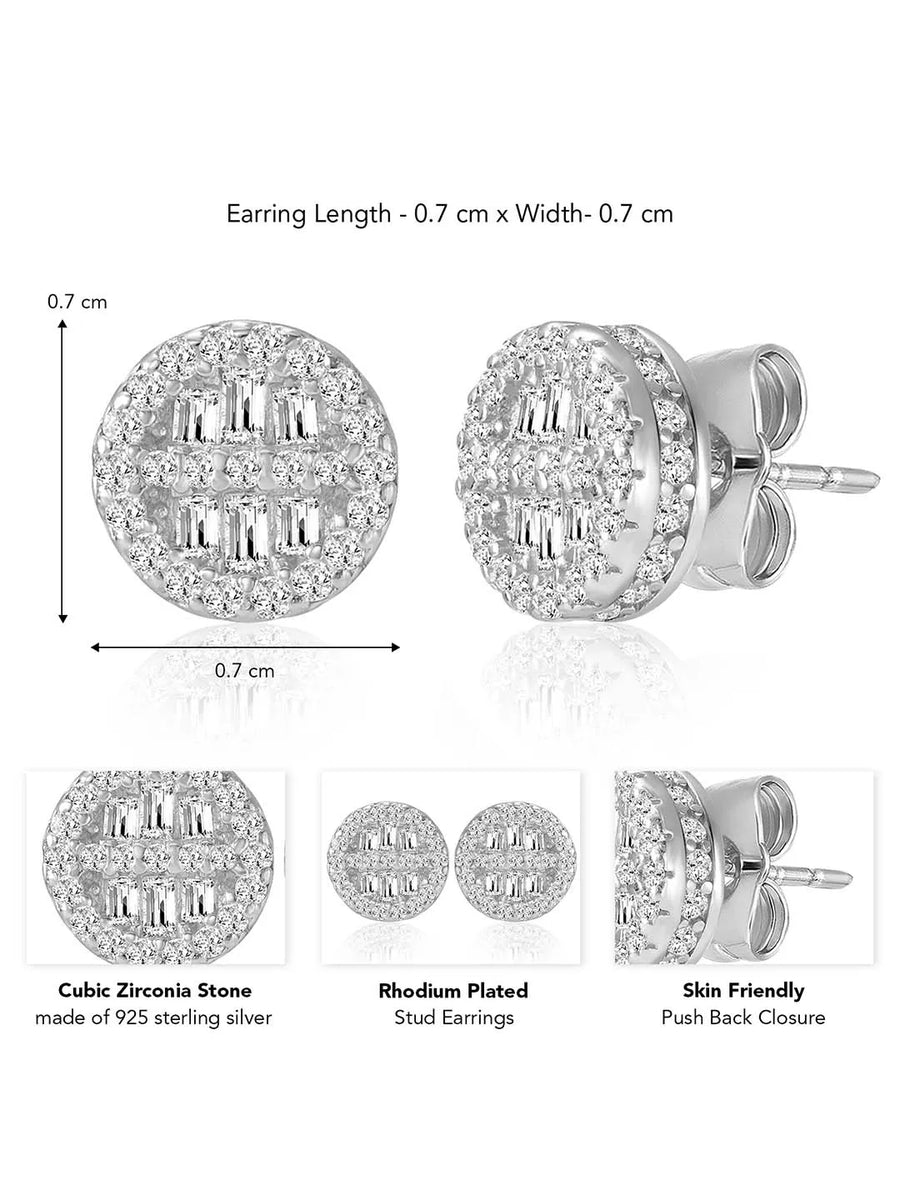 Shimmering Gilded Stud Earrings - Silver