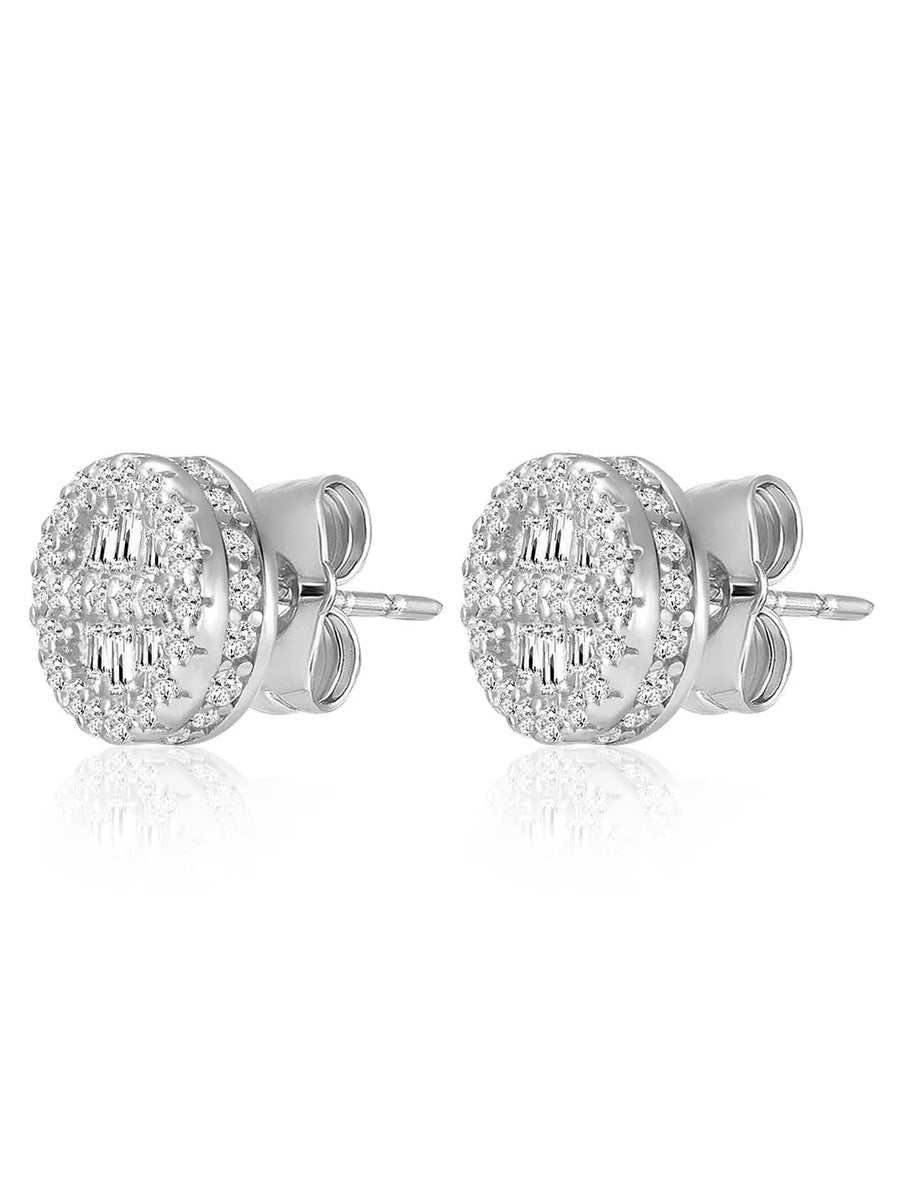 Shimmering Gilded Stud Earrings - Silver