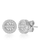 Shimmering Gilded Stud Earrings - Silver
