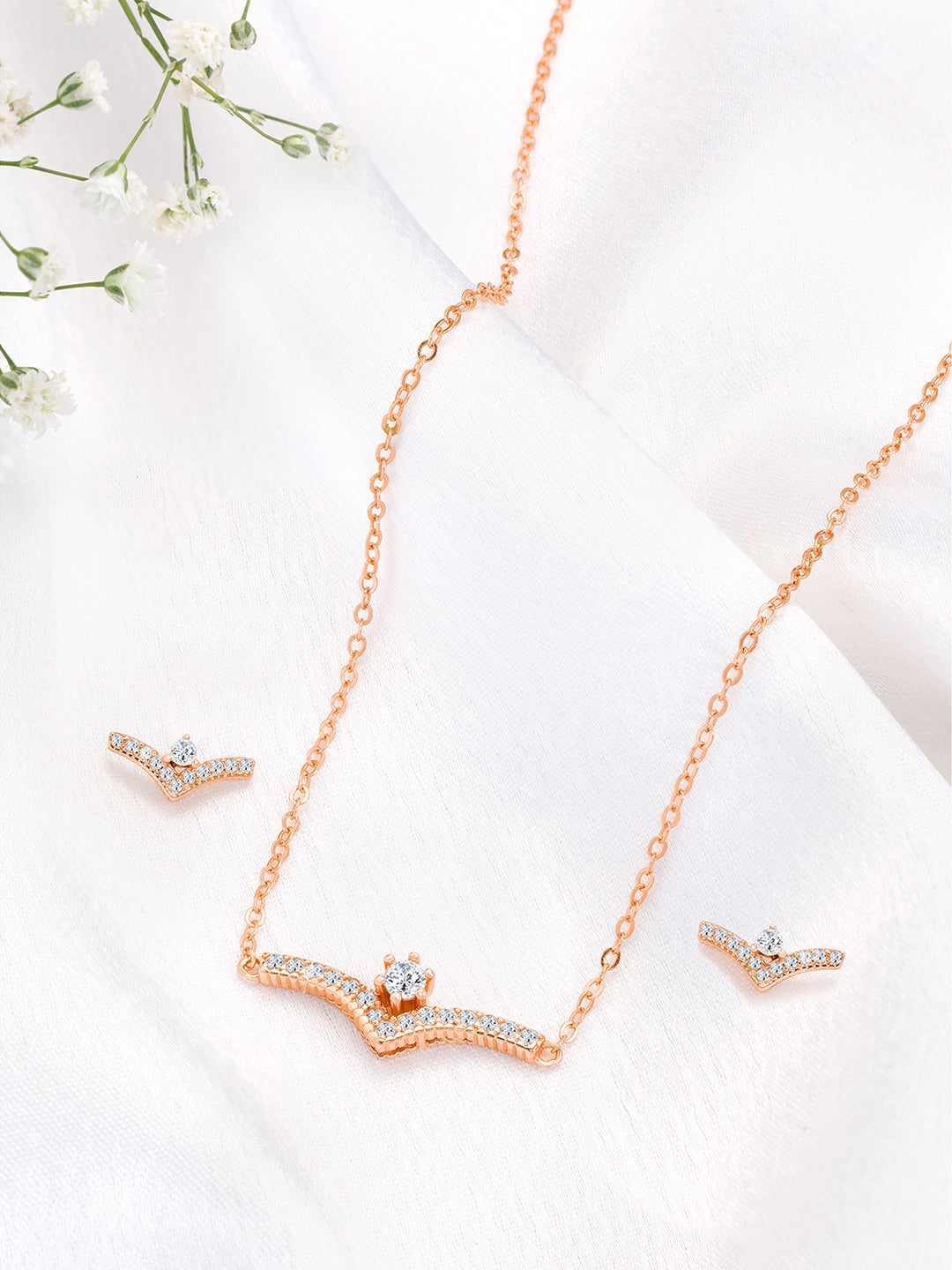 Timeless Elegance Rose Gold CZ Pendant Set