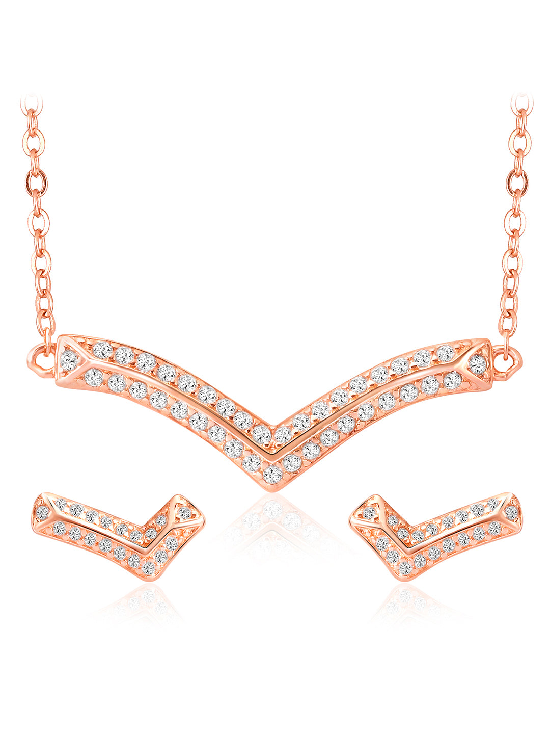 Radiant Charm Rose Gold CZ Pendant Set