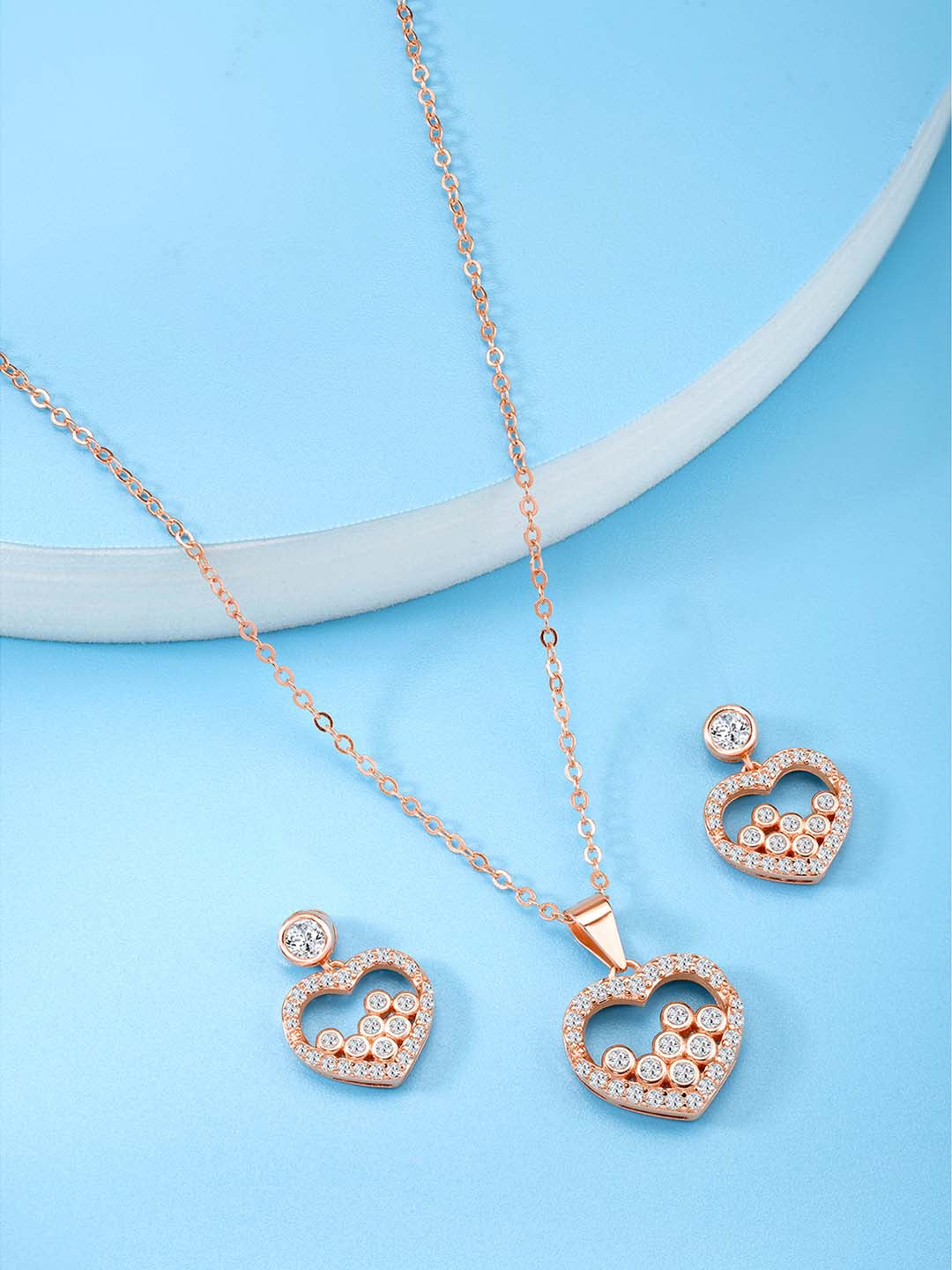 Romantic Radiance Rose Gold CZ Pendant Set