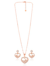 Romantic Radiance Rose Gold CZ Pendant Set