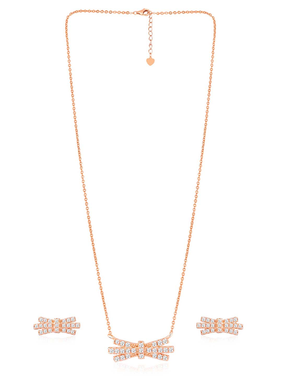 Chic & Modern Rose Gold CZ Pendant Set