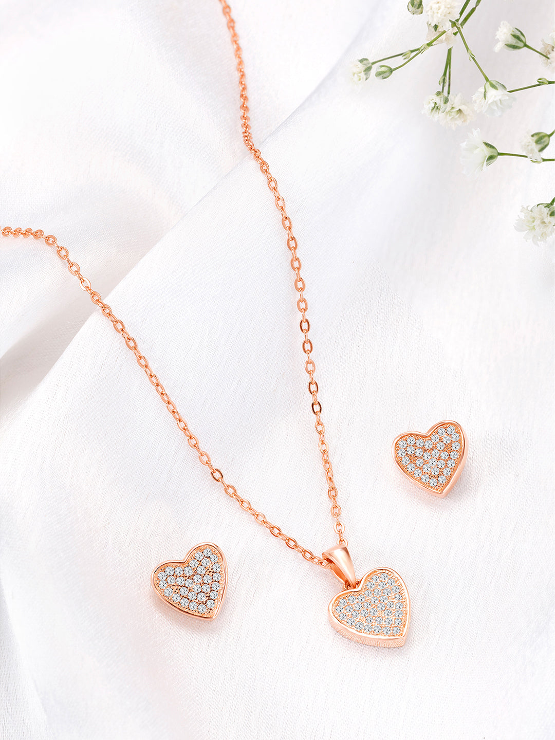 Loving Grace Rose Gold CZ Pendant Set