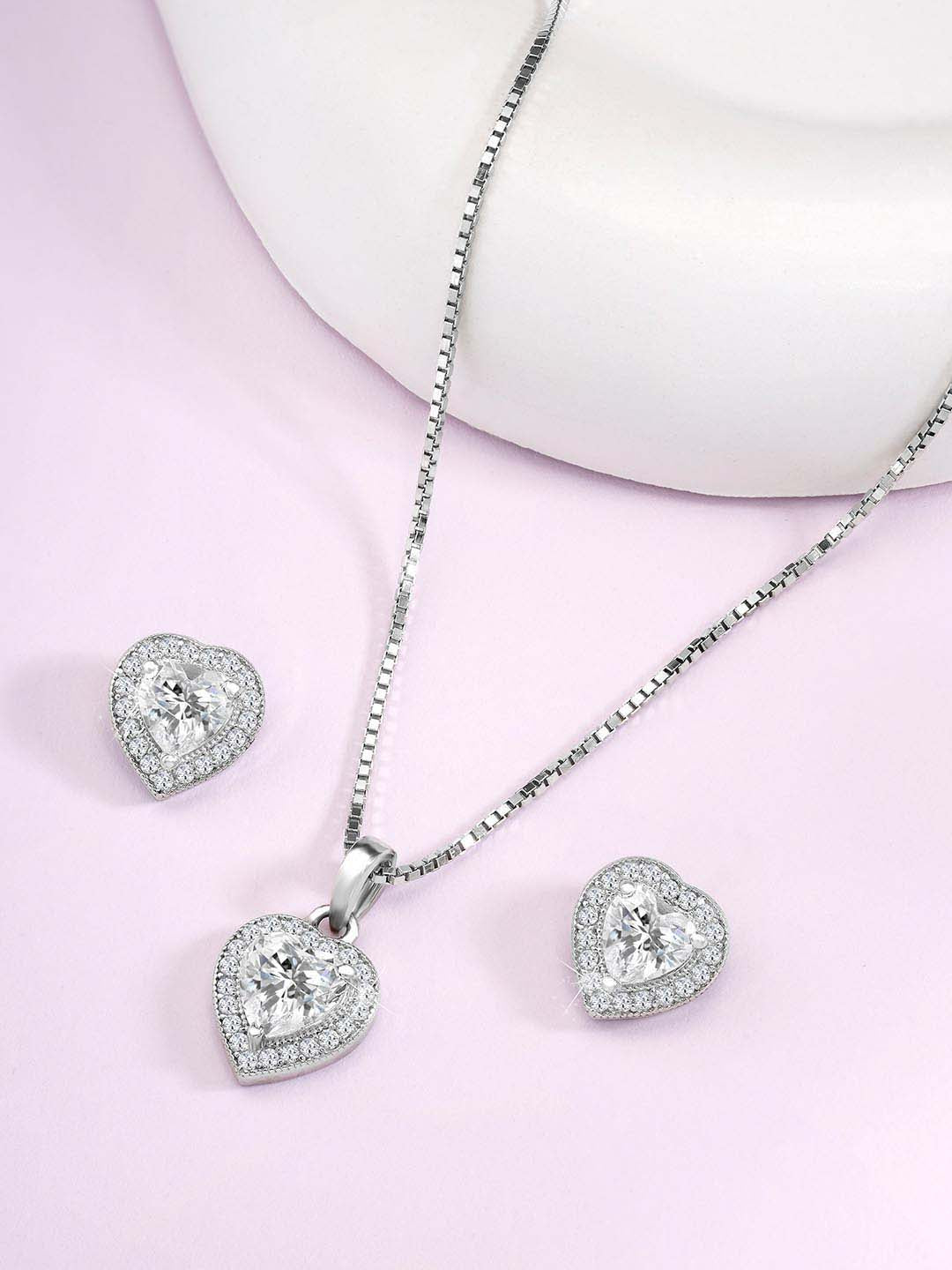 Romantic Glow Silver CZ Pendant Set