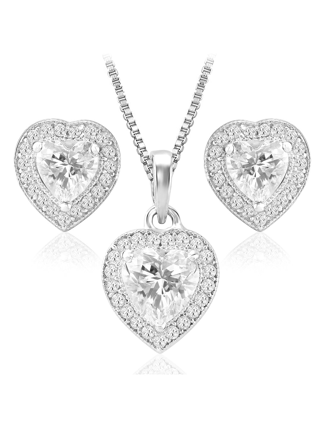 Romantic Glow Silver CZ Pendant Set