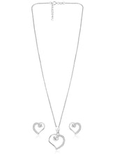 Feminine Love Silver CZ Pendant Set