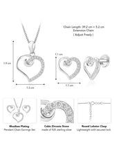 Feminine Love Silver CZ Pendant Set