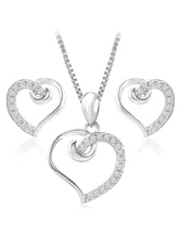 Feminine Love Silver CZ Pendant Set