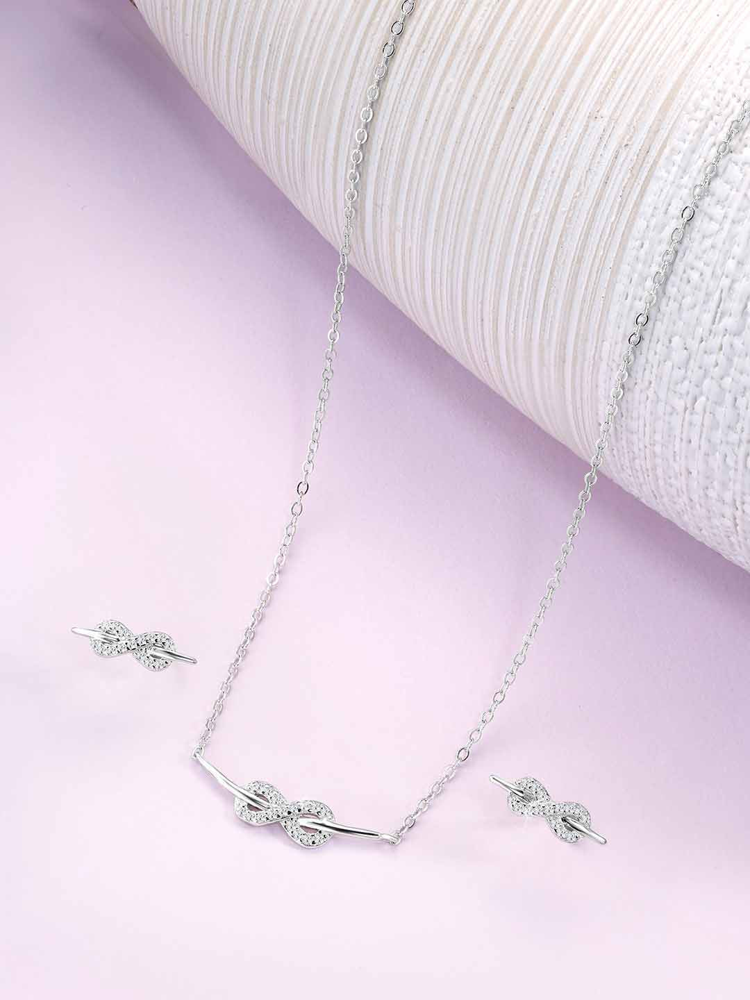 Infinite Charm Silver CZ Pendant Set